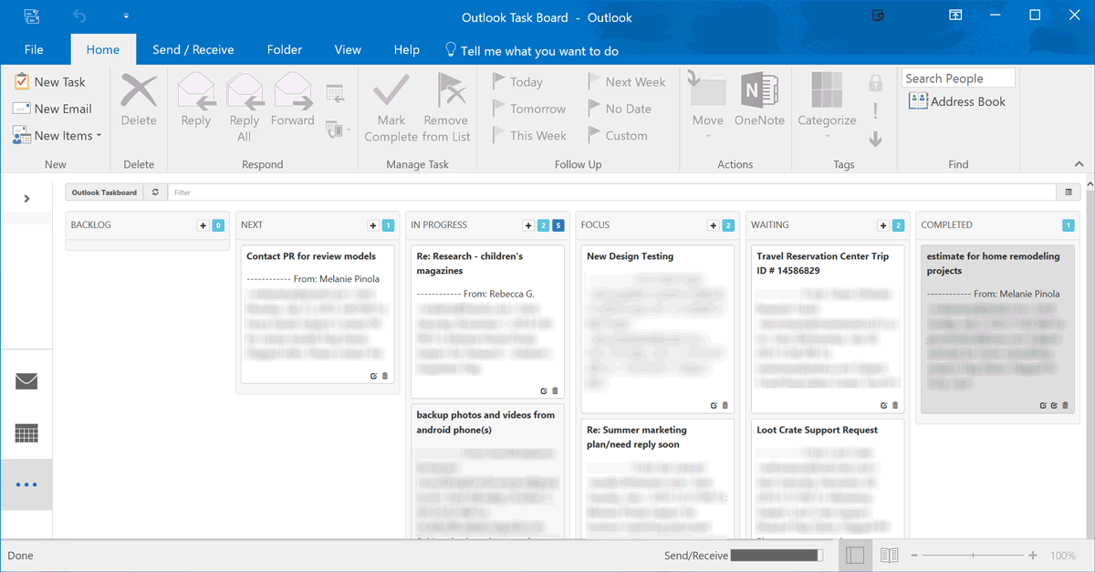 Taskboard for Outlook screenshot