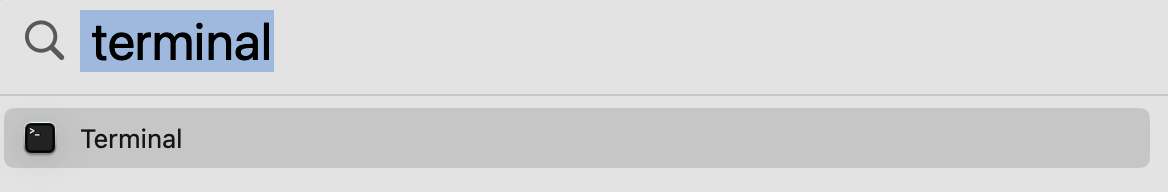 Screenshot of the Terminal search function