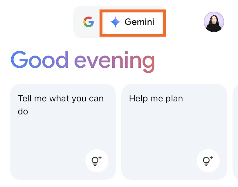 Google app for iPhone with the Gemini tab selected.