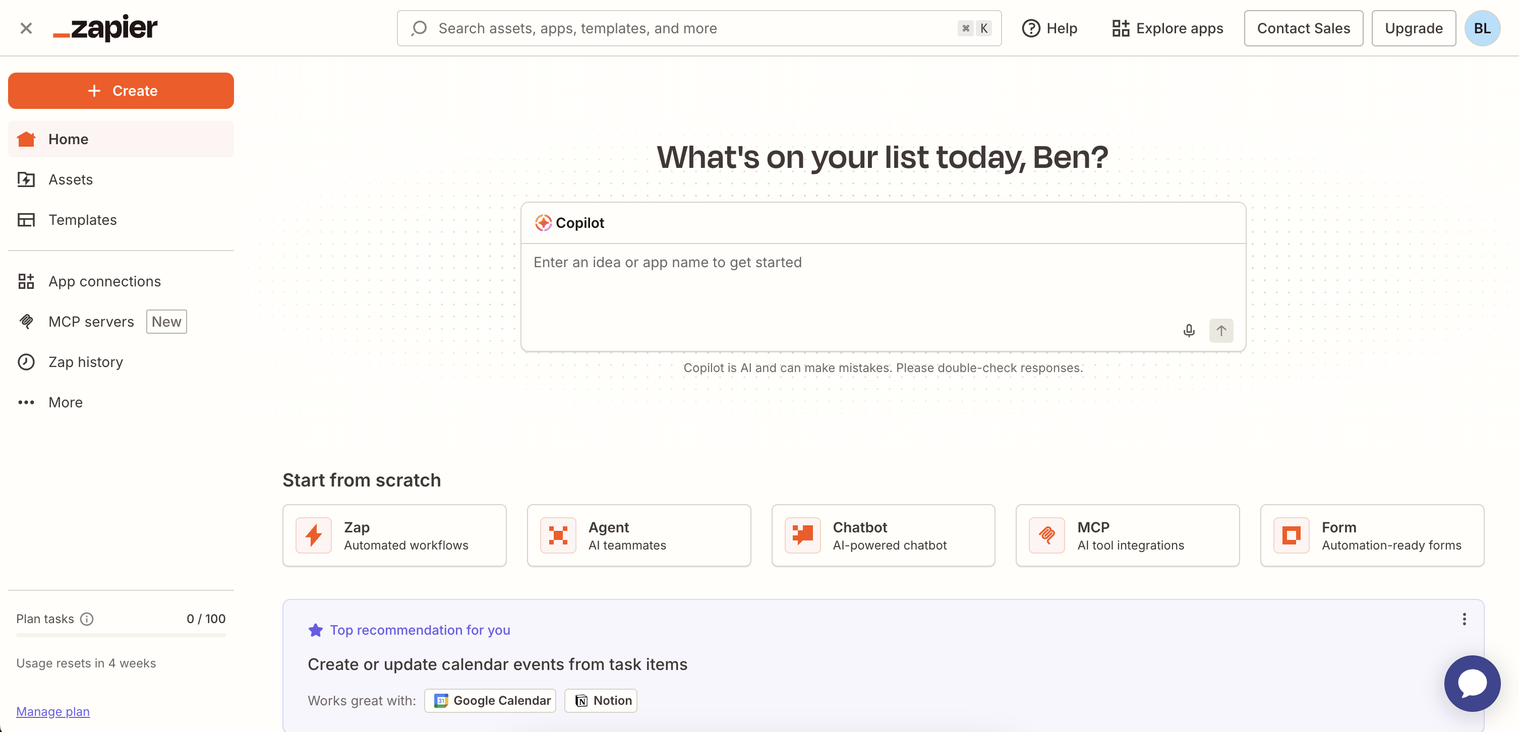 A screenshot of Zapier, a workflow orchestration tool.