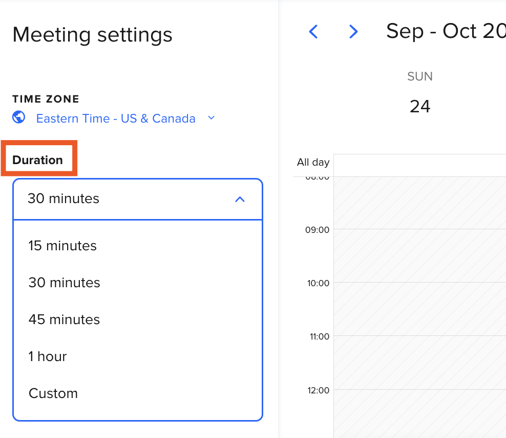 How to edit the event duration for a one-off meeting in Calendly.