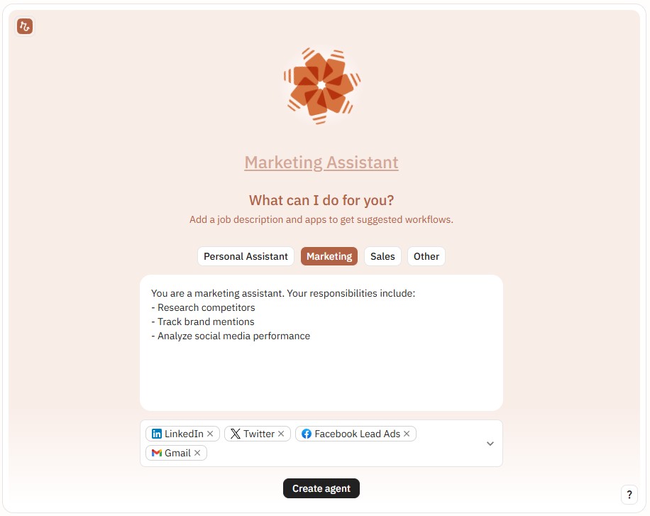 Relay.app's AI agent builder field