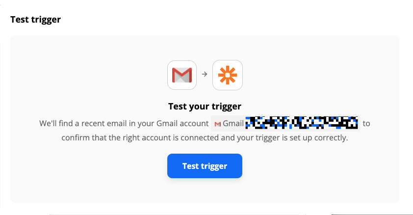 Gmail trigger test step