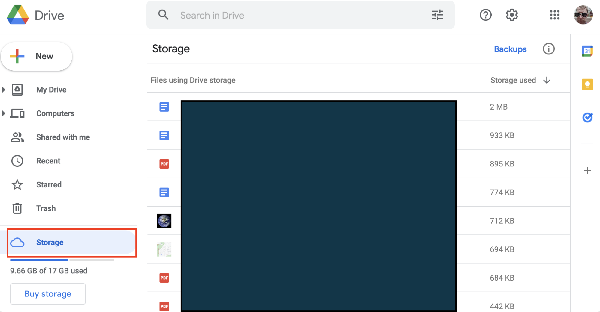 How do I manage Google storage on my desktop?