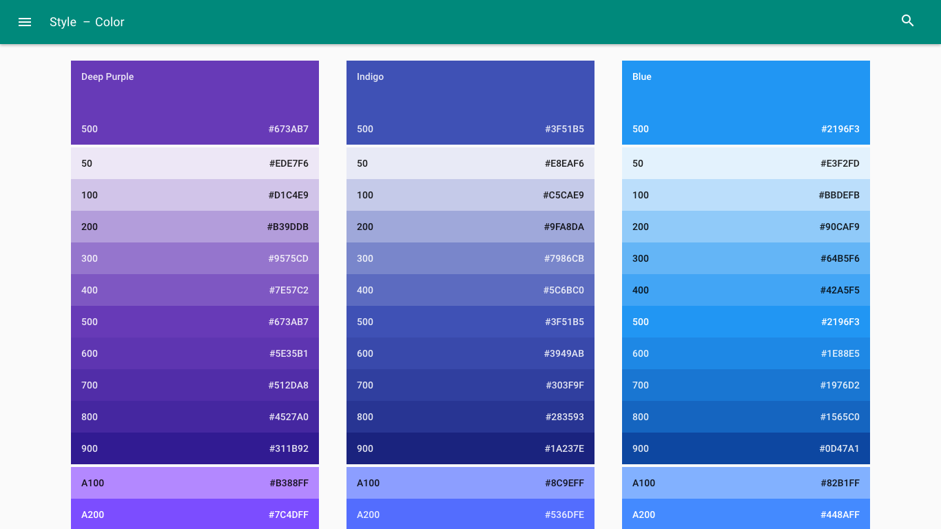 Google Color Palette