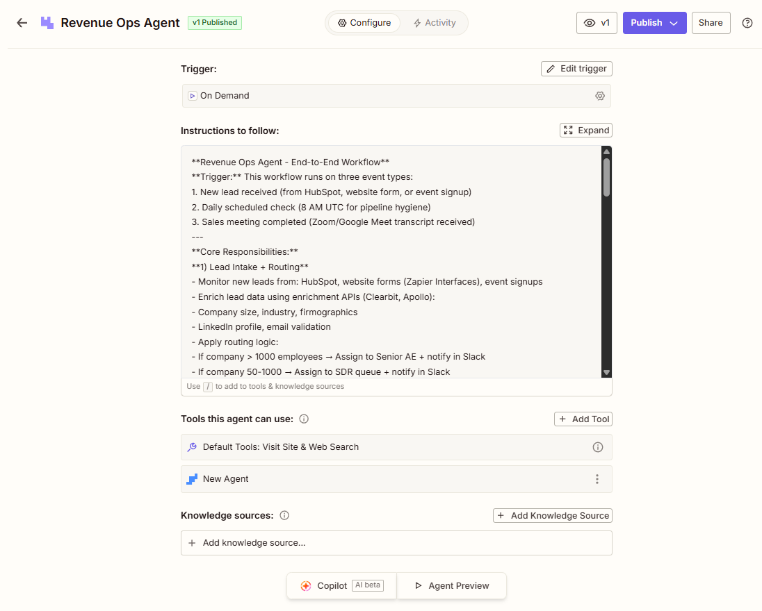 A RevenueOps agent in Zapier