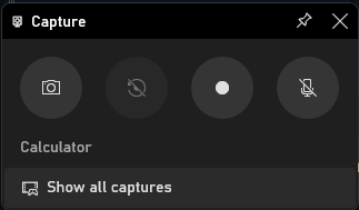 The capture window in Windows, with a record button