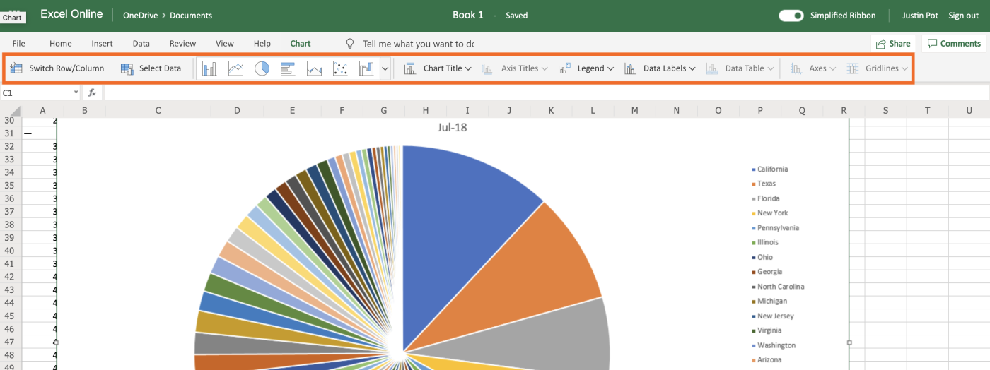 Chart tools in Excel Online