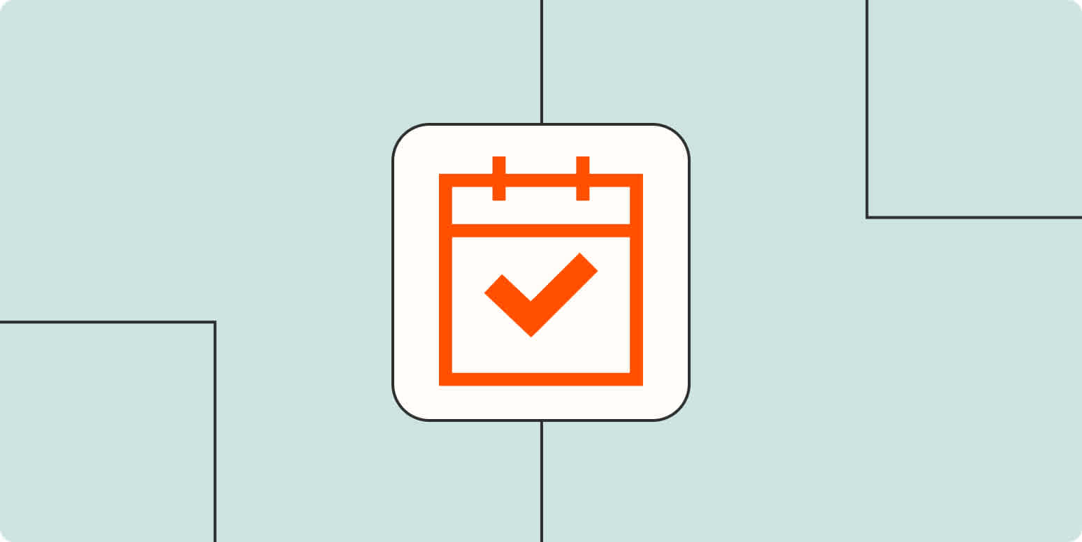 A hero image of a calendar icon with a checkmark in the middle on a light blue background.