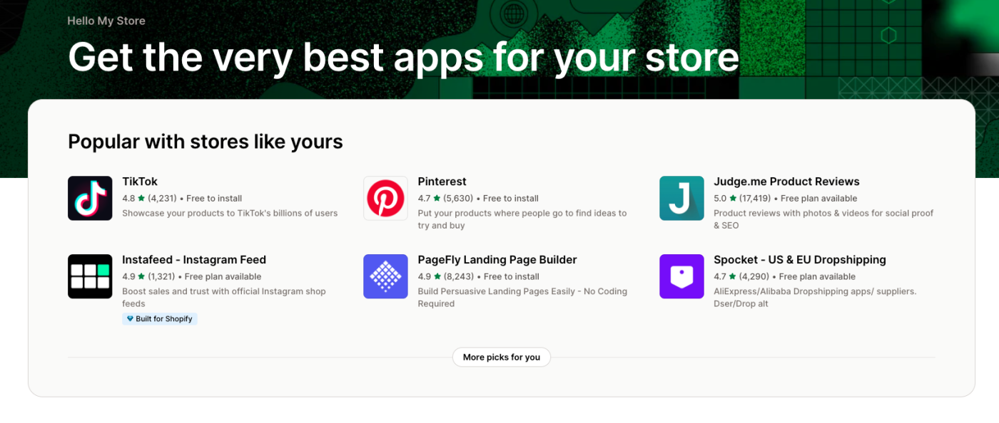 Screenshot of Shopify's App Store