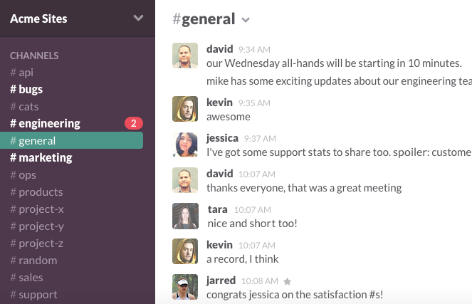 Slack screenshot
