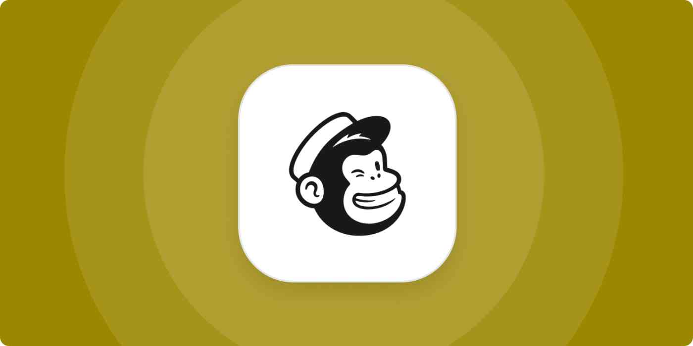 A hero image for Mailchimp app tips with the Mailchimp logo on a yellow background