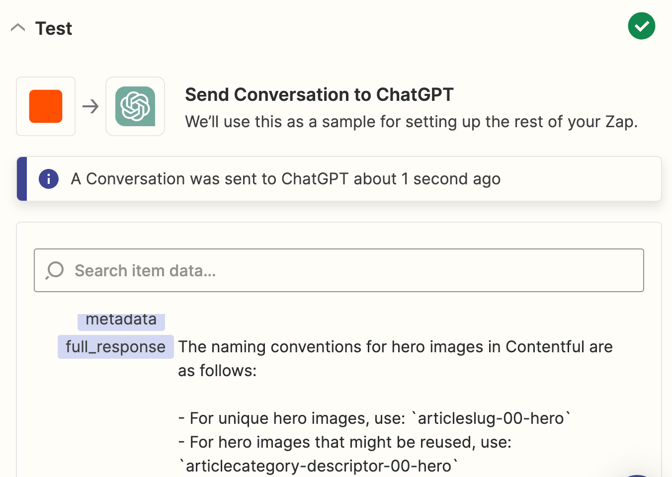 Screenshot of ChatGPT test