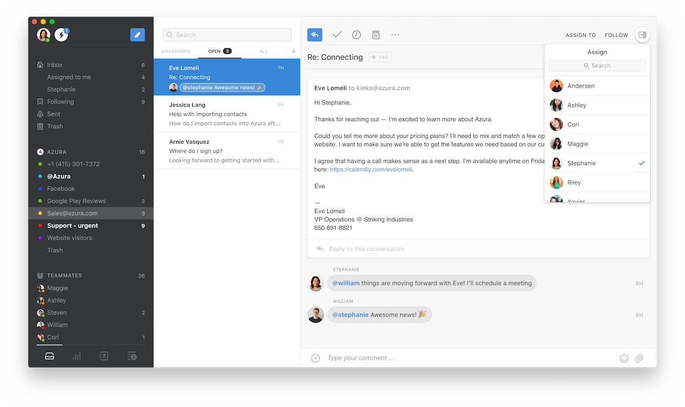 Front email app