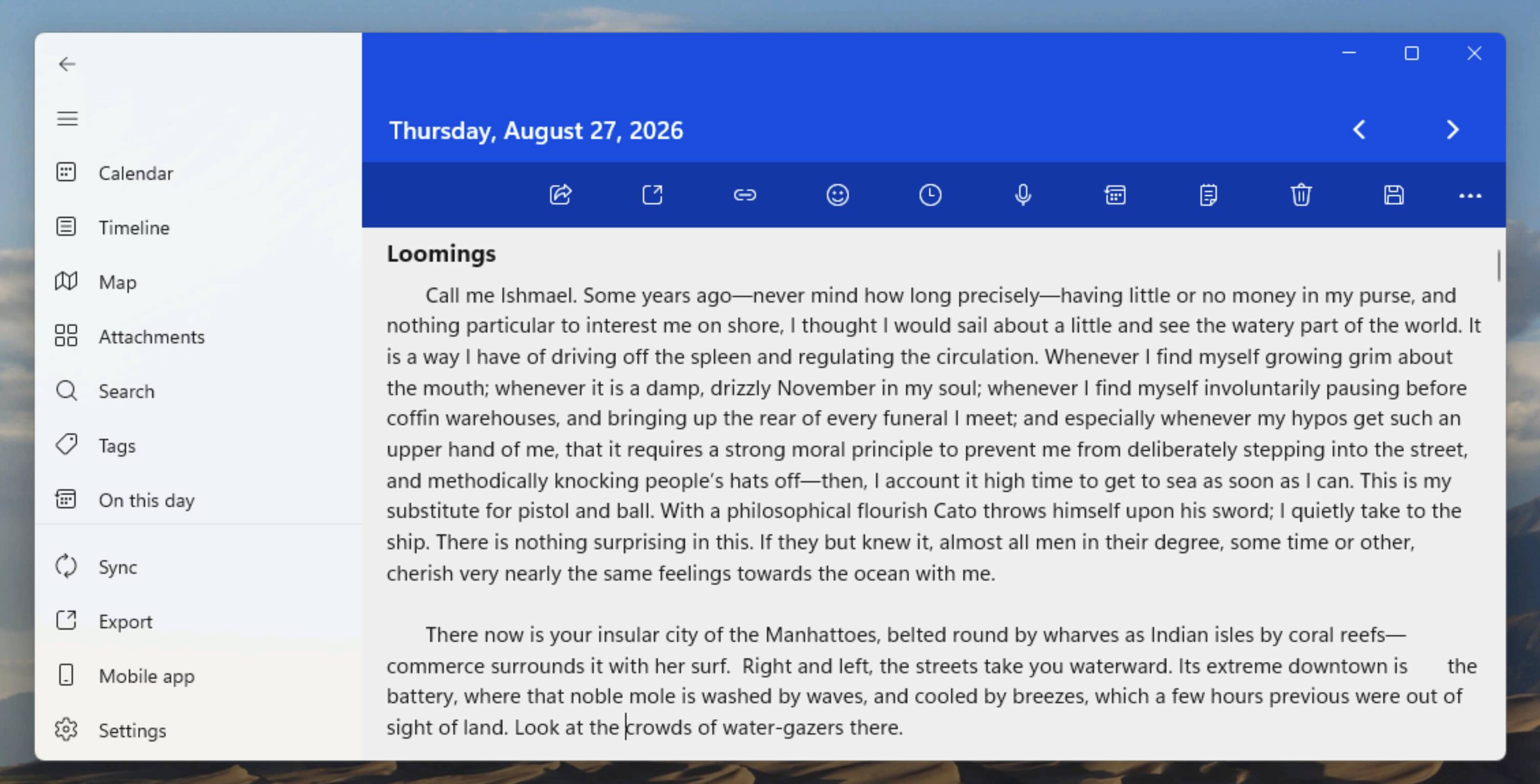 Diarium, our pick for the best journal app for a one-time fee