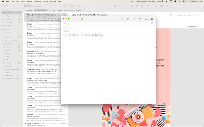 Apple Mail, our pick for the Best Mac email client for a great default solution