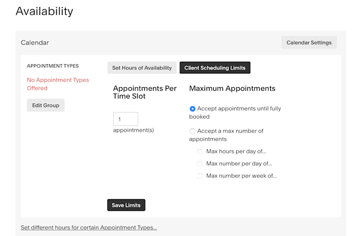 Setting up regular hours in Acuity