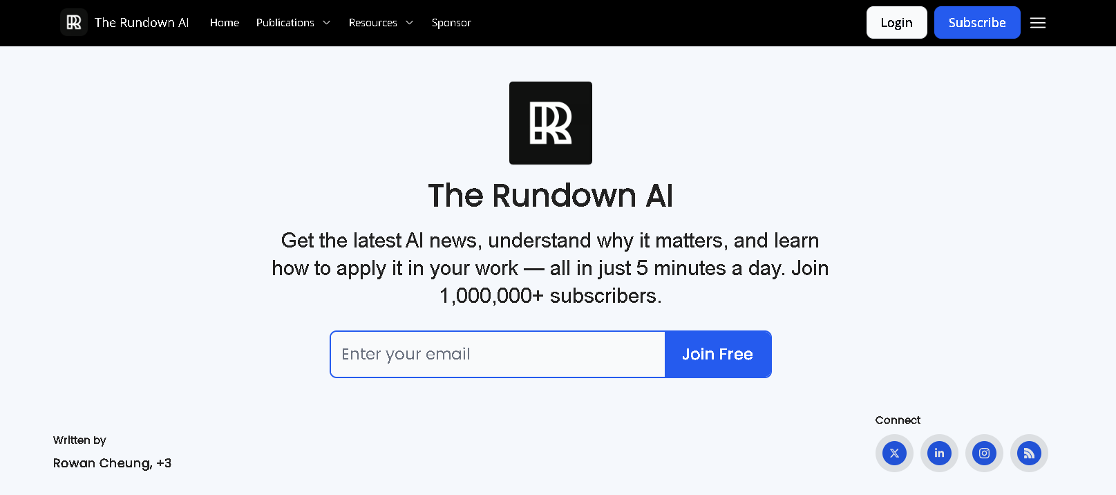 The Rundown AI, our pick for the best AI newsletter for daily AI developments and business applications