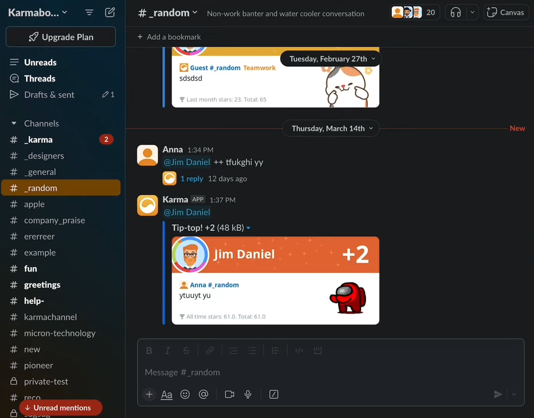 The Karma Slack app