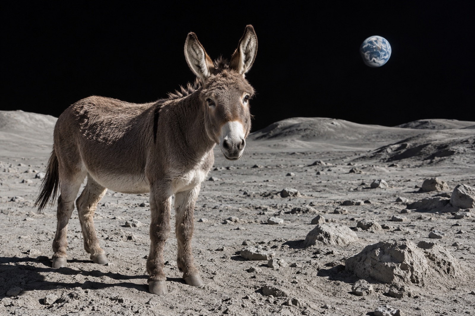 Photo of a donkey on the moon