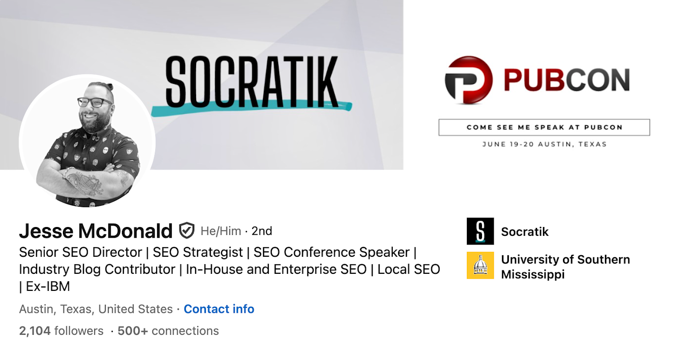 Screenshot of a LinkedIn banner idea with a call to action.