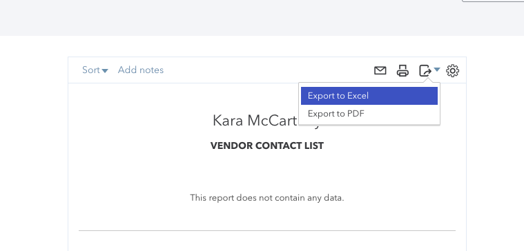Export your contacts from QuickBooks to Excel.