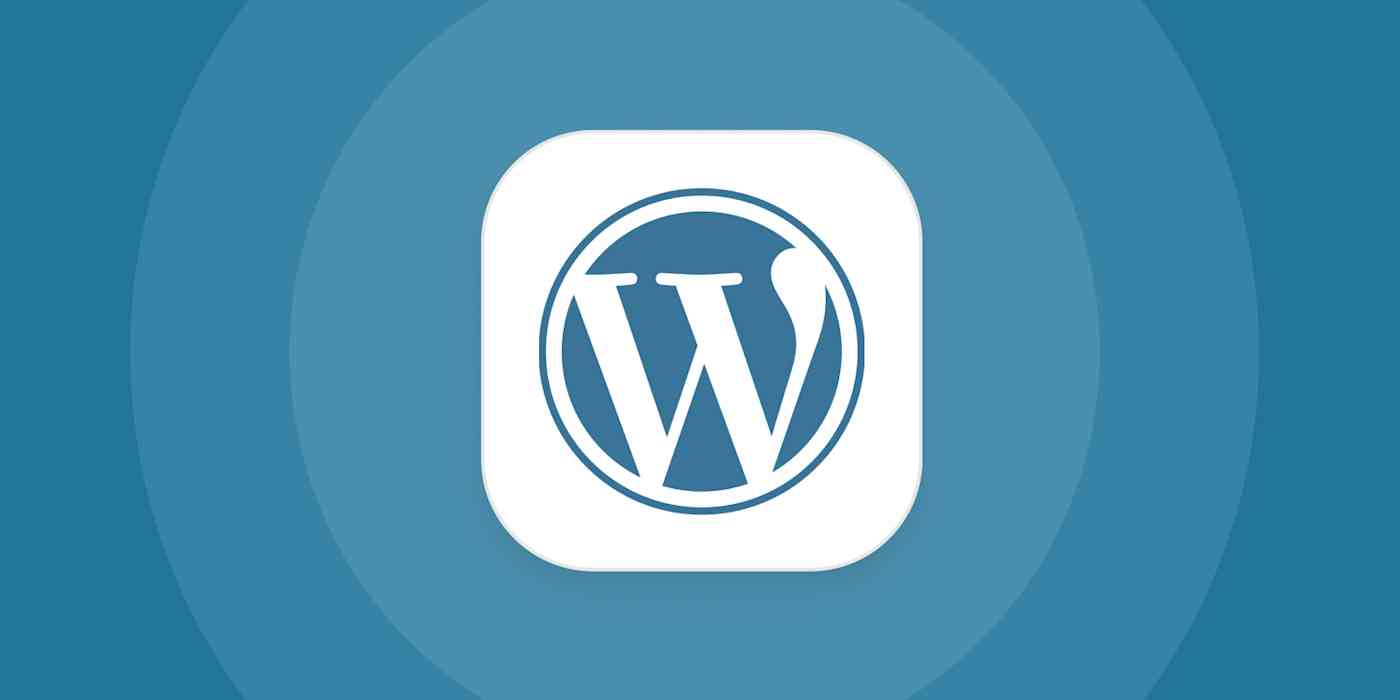 A hero image for WordPress app tips with the WordPress logo on a blue background