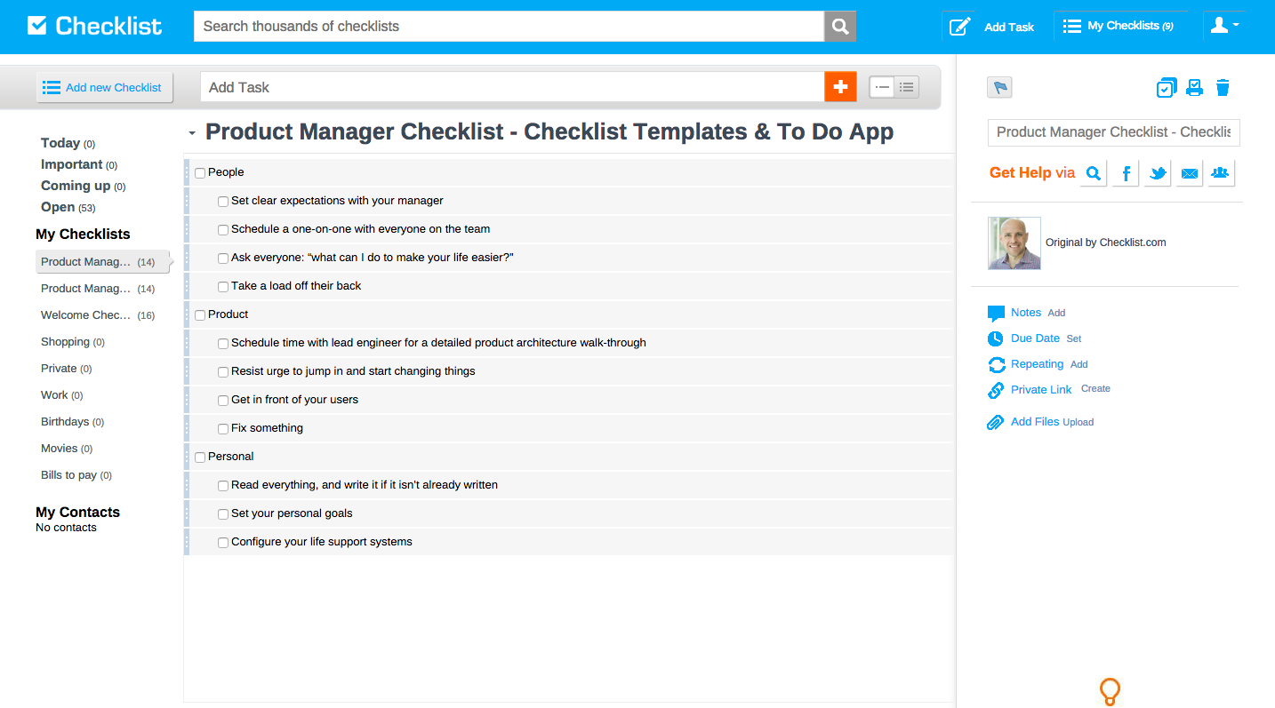 Checklist app