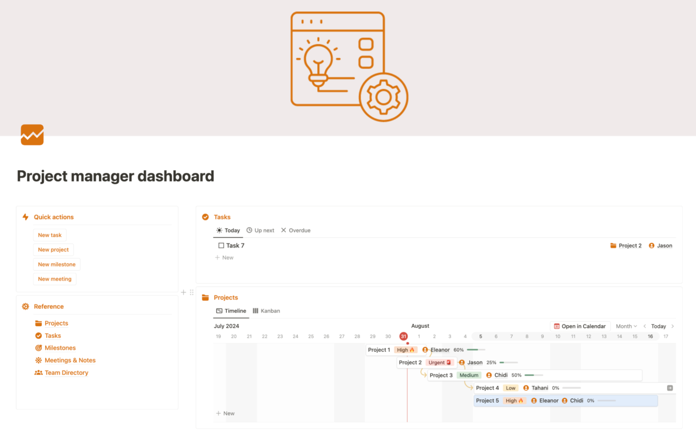  Screenshot of my Notion project manager template