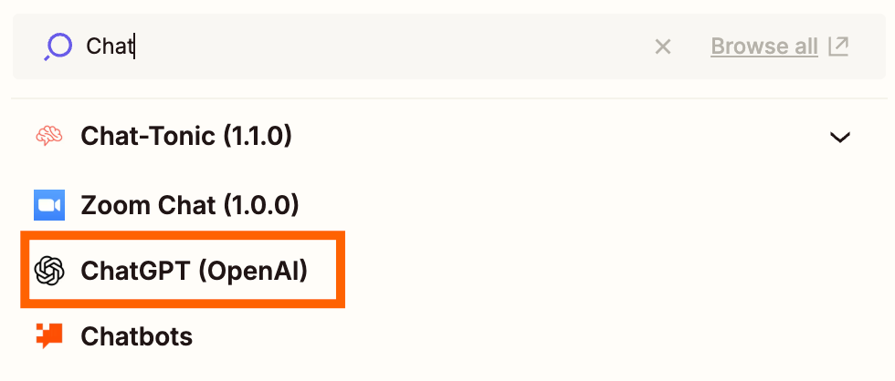 Screenshot of ChatGPT option