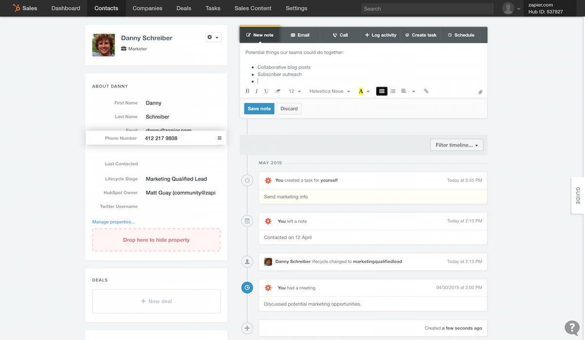 HubSpot CRM screenshot