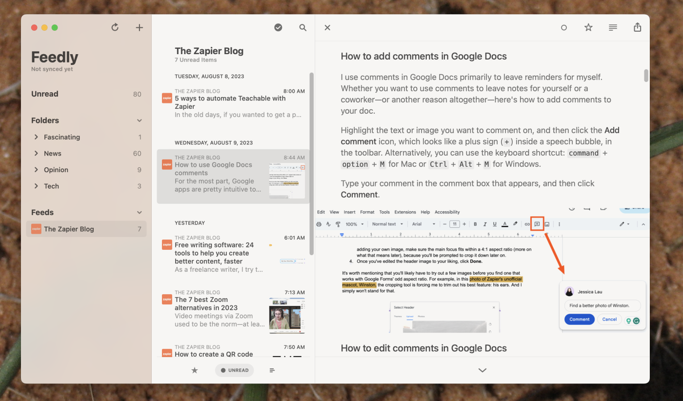 Reeder, our pick for the best RSS reader for Mac for its design