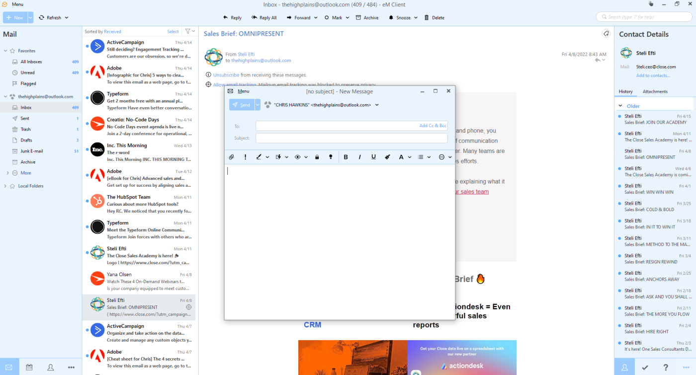 eM Client, our pick for the best Windows email client for customization