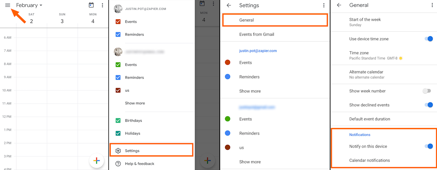 Google Calendar notifications mobile