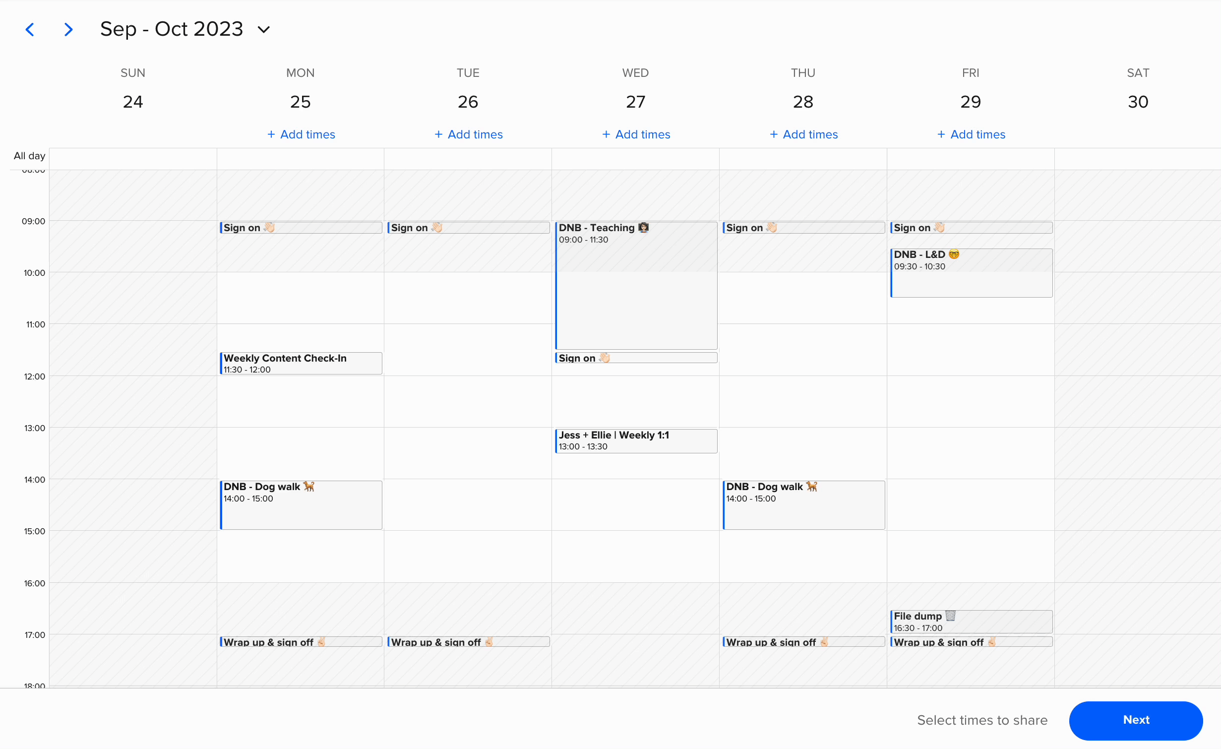 Demo of how to automatically add daily availability to a one-off meeting in Calendly.