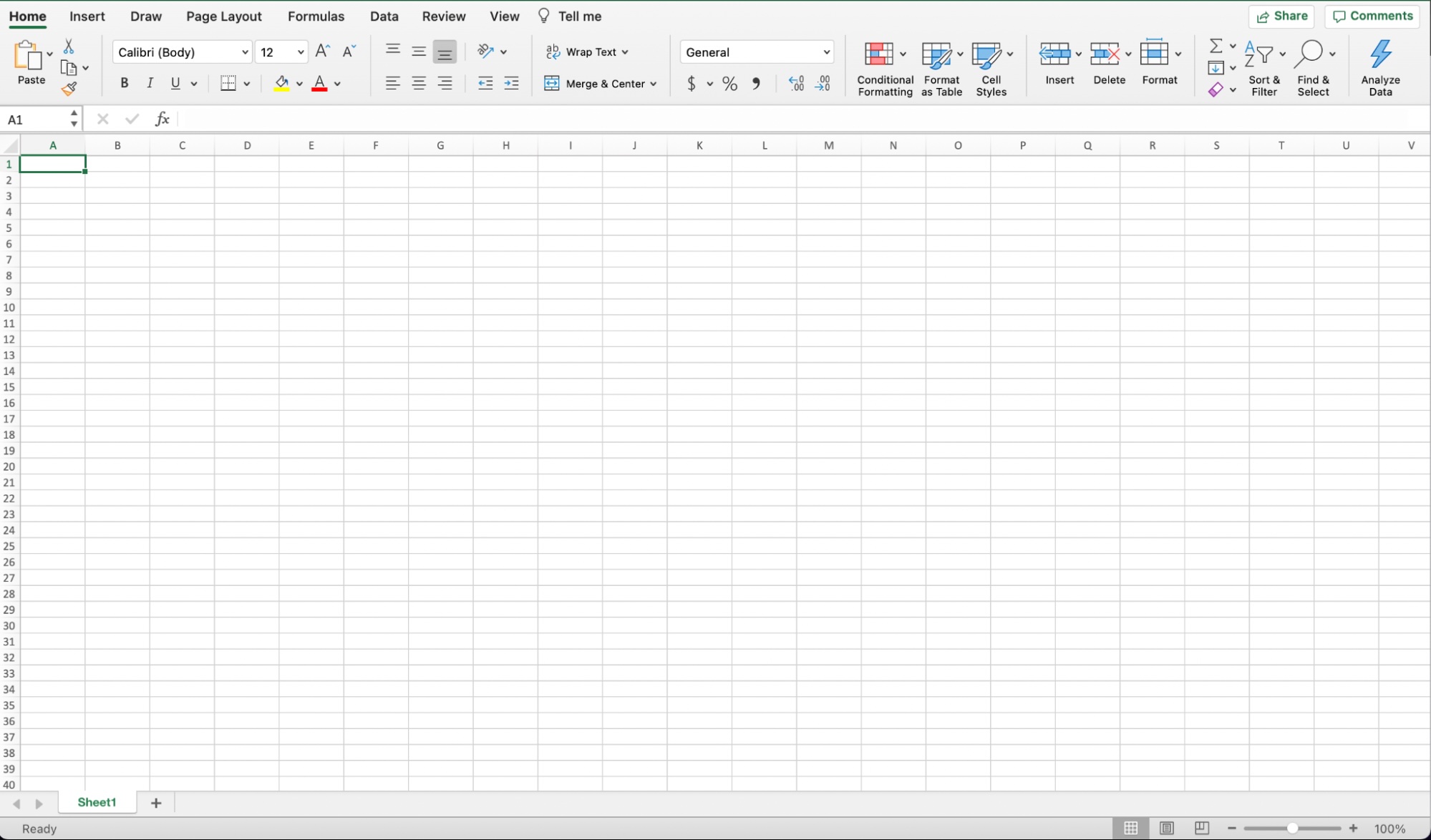 Excel desktop interface