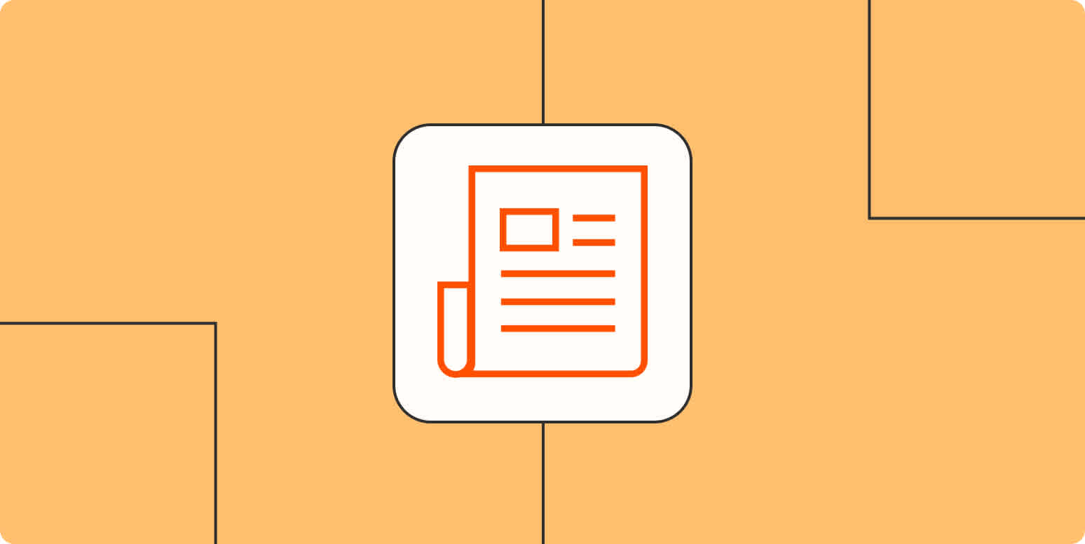 Hero image with an icon representing a newsletter