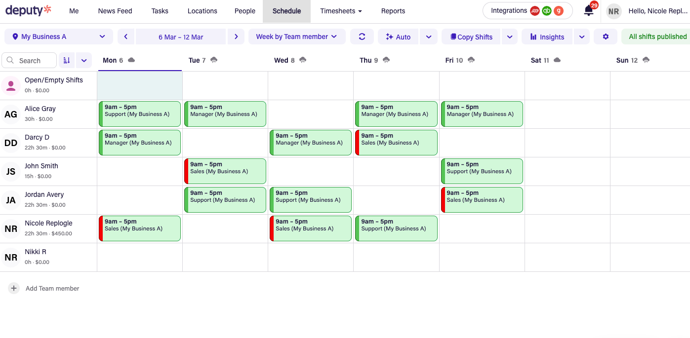 Deputy, our pick for the best employee scheduling app for making more intelligent staffing decisions