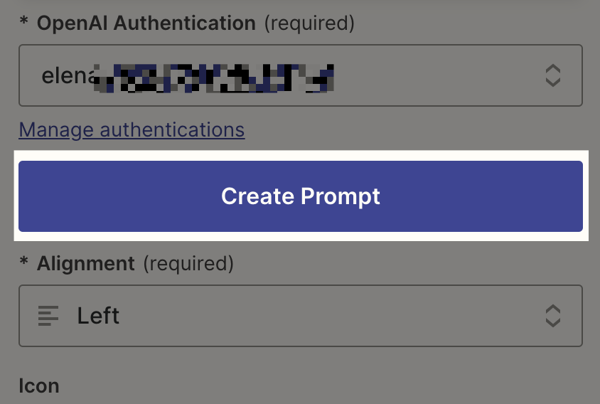 Create prompt button