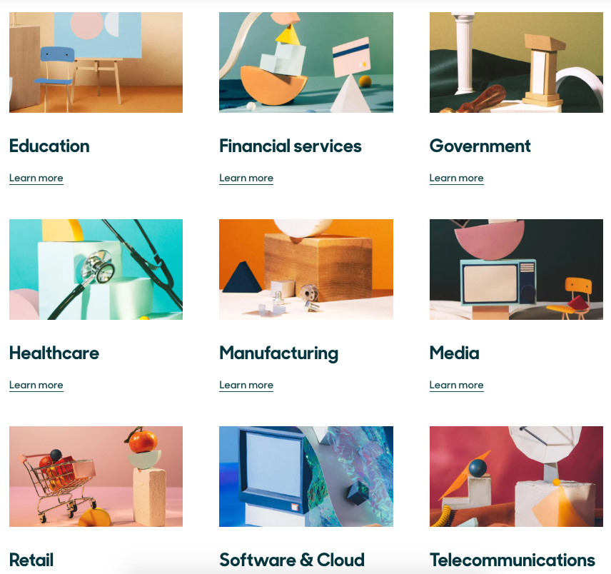 Screenshot of Zendesk's industry options.