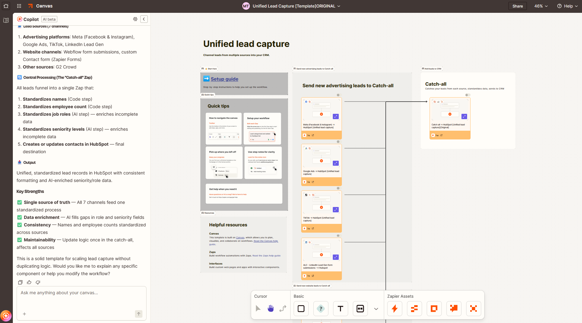 Building a workflow architecture in Zapier Canvas