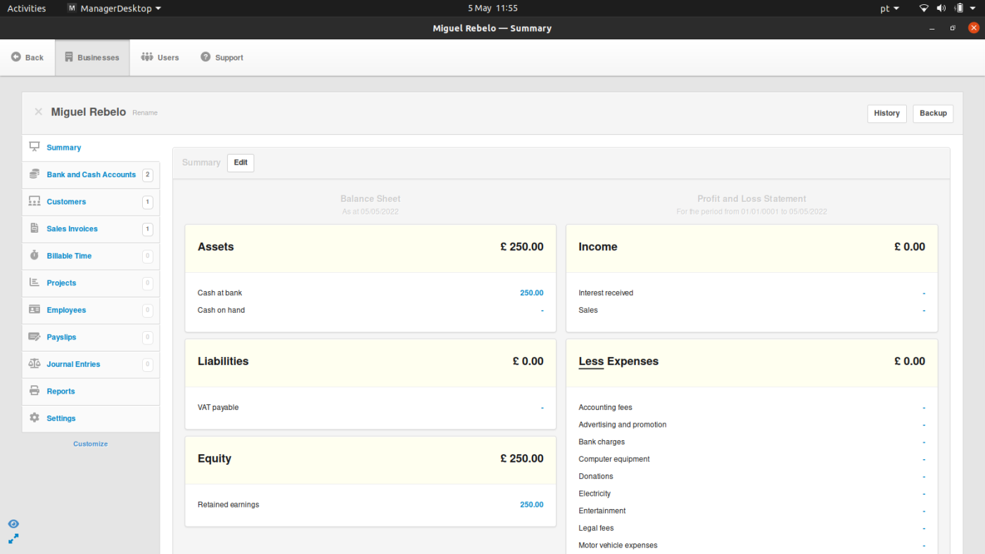Manager, our pick for the best open source accounting software