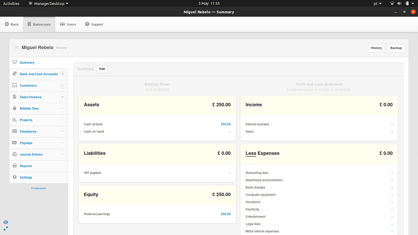 Manager, our pick for the best open source accounting software