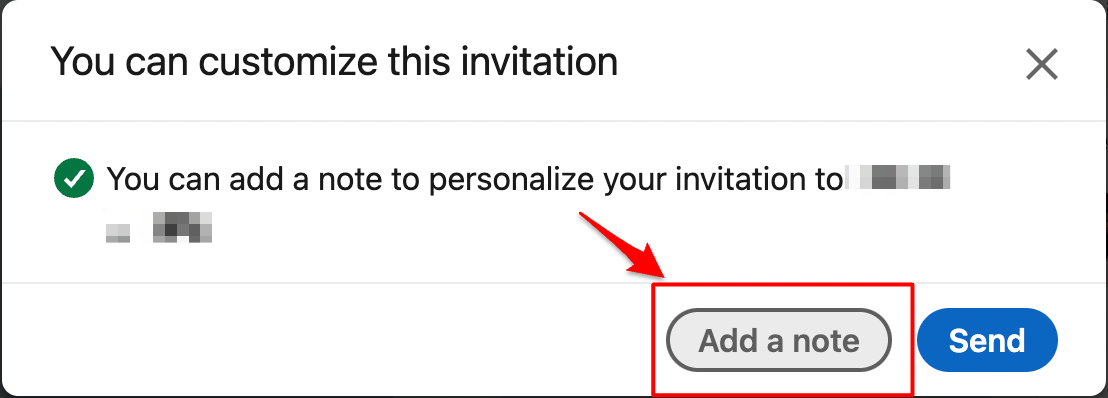 The "Add a note" option when making a LinkedIn connection request