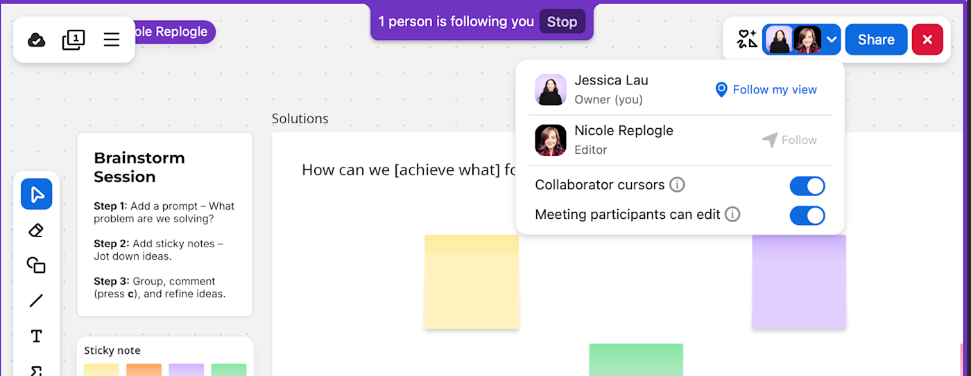 Collaborating in a Zoom whiteboard. 