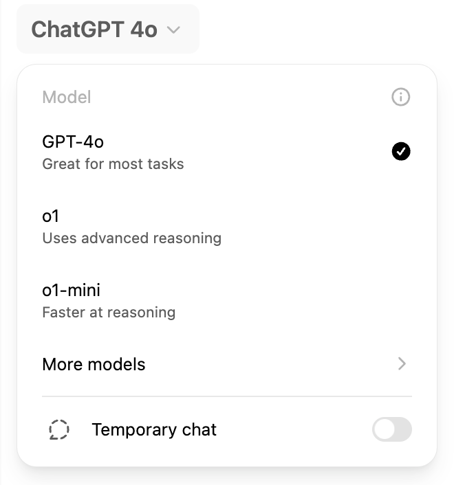 ChatGPT model dropdown. 