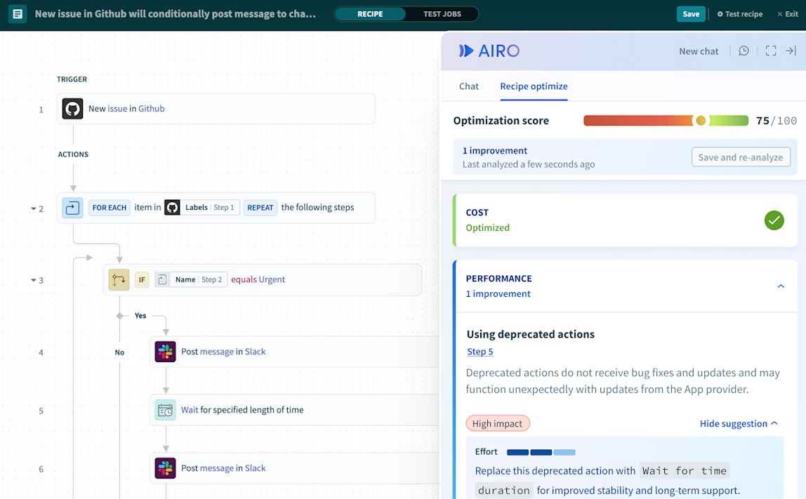 A screenshot of the Workato automation builder.