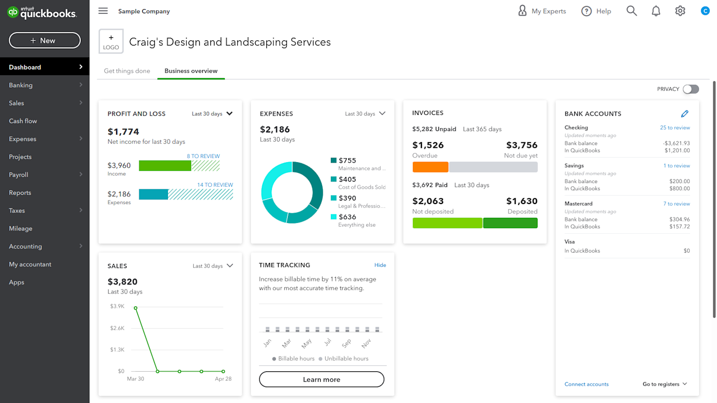 QuickBooks, our pick for the best all-around accounting software for small business