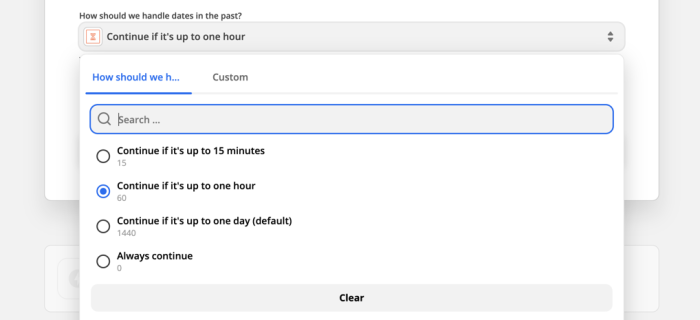 Delay Until settings for handling past delays. 