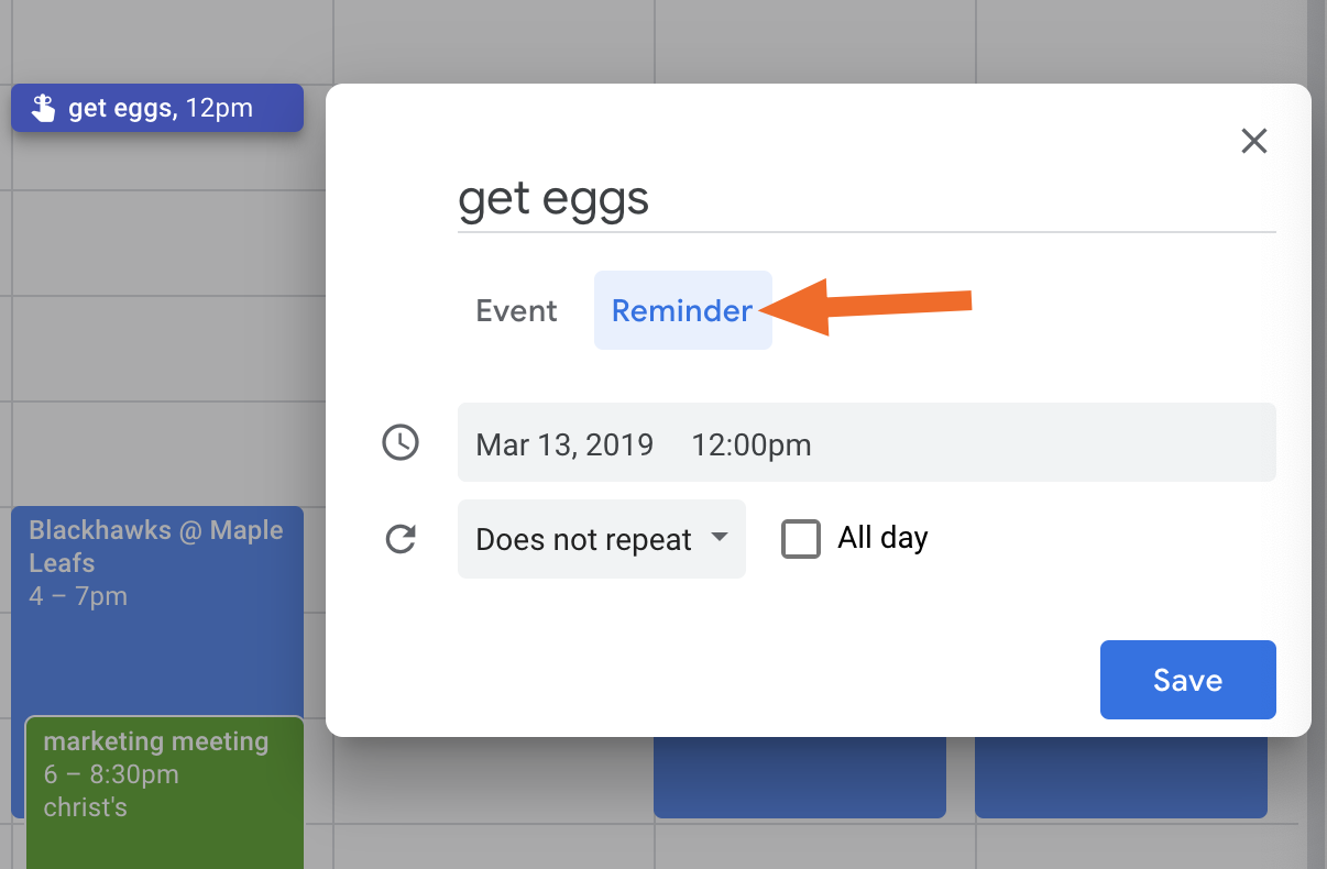 Google Calendar add Reminder